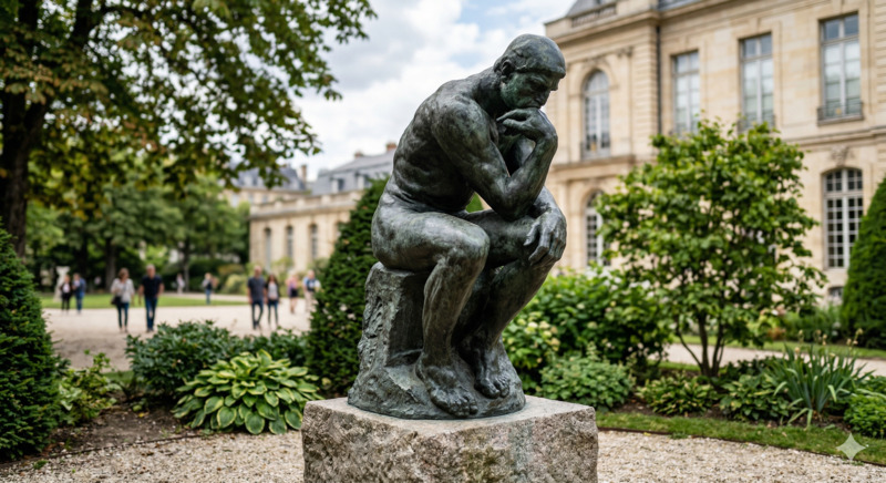 考える人の銅像の画像